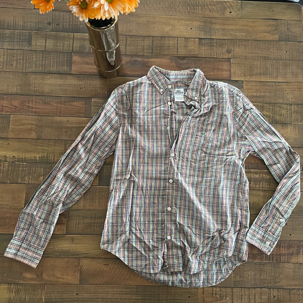 Men’s Medium | LACOSTE | Button Down Plaid Shirt